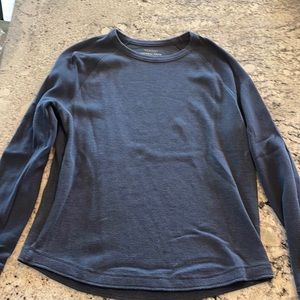 Navy Blur Long Sleeve Waffle Shirt